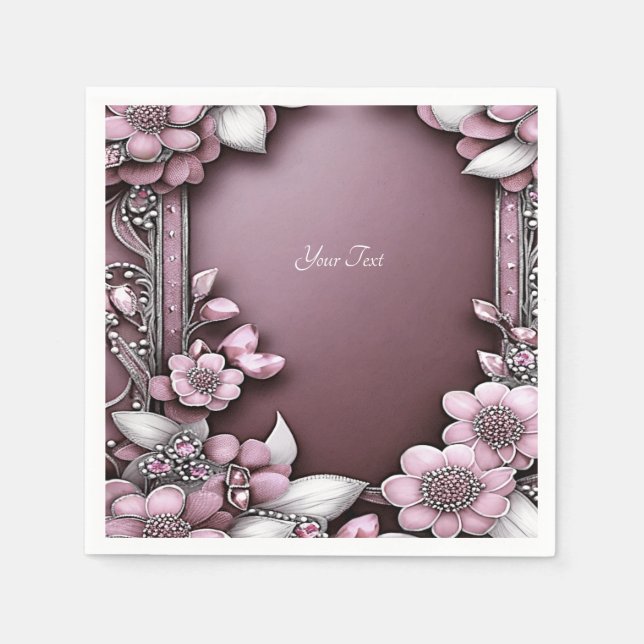Serviette En Papier Serviettes florales roses (Devant)