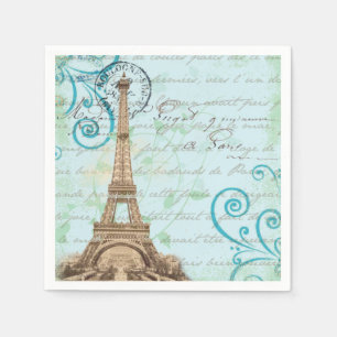 Serviette En Papier Serviettes françaises vintages d'Aqua d'écriture