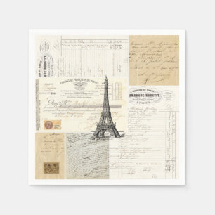 Serviette En Papier Serviettes françaises vintages d'éphémères de