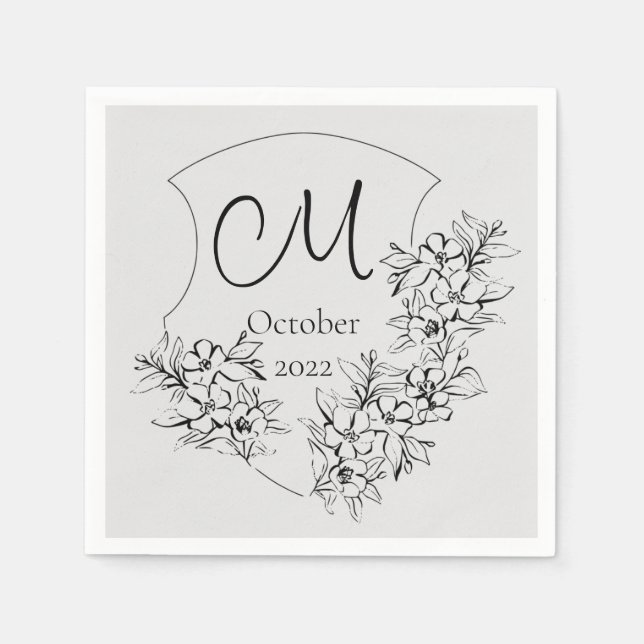 Serviette En Papier Serviettes funéraires personnalisées en noir et bl (Devant)