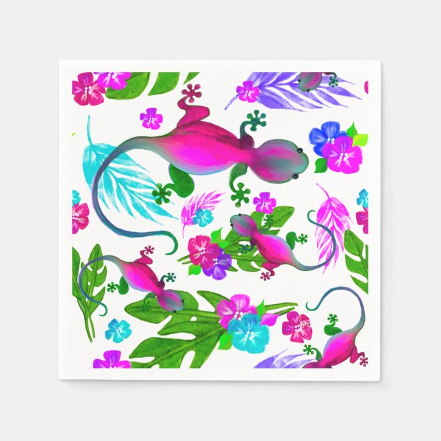 Serviette En Papier Serviettes Geckos Tropical (Devant)