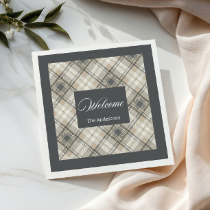 Serviette En Papier Serviettes géométriques Brown gris classique Nom p