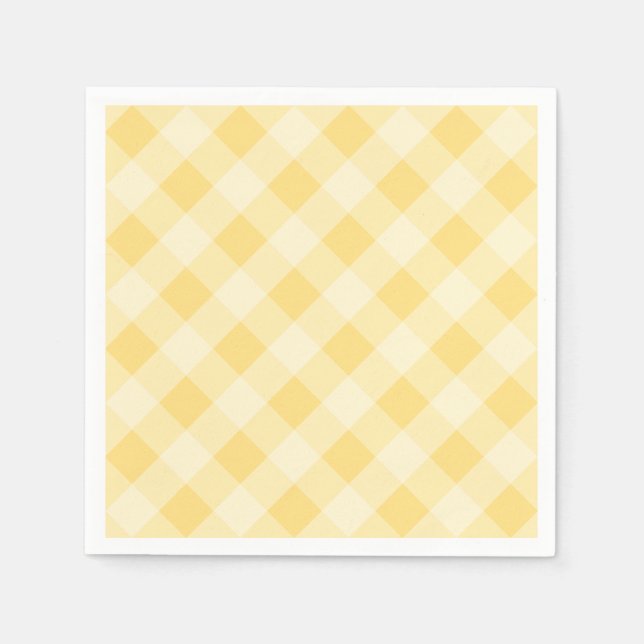 Serviette En Papier Serviettes Gingham Pastel Jaune (Devant)