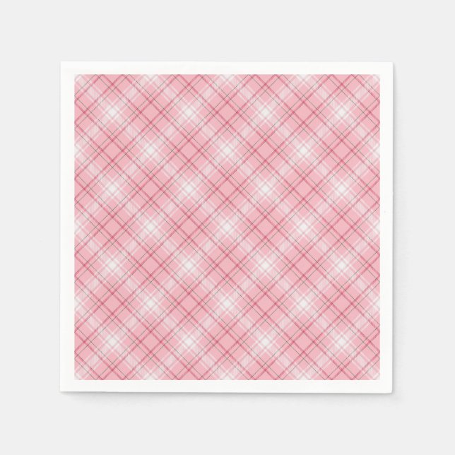 Serviette En Papier Serviettes Gingham Pastel Rouge Doux (Devant)