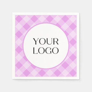Serviette En Papier Serviettes Gingham Pastel Votre Logo Ici Violet