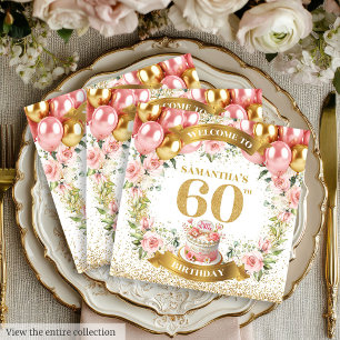 Serviette En Papier Serviettes Glam 60th avec Fleurs aquarelles