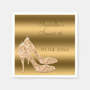 Serviette En Papier Serviettes Glamour Sweet 16 Or Stilettos
