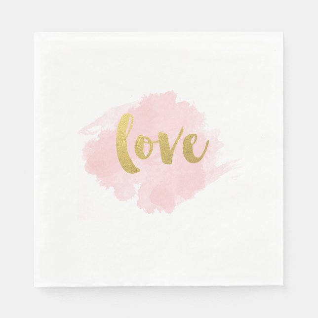 Serviette En Papier Serviettes Gold et Blush Love (Devant)