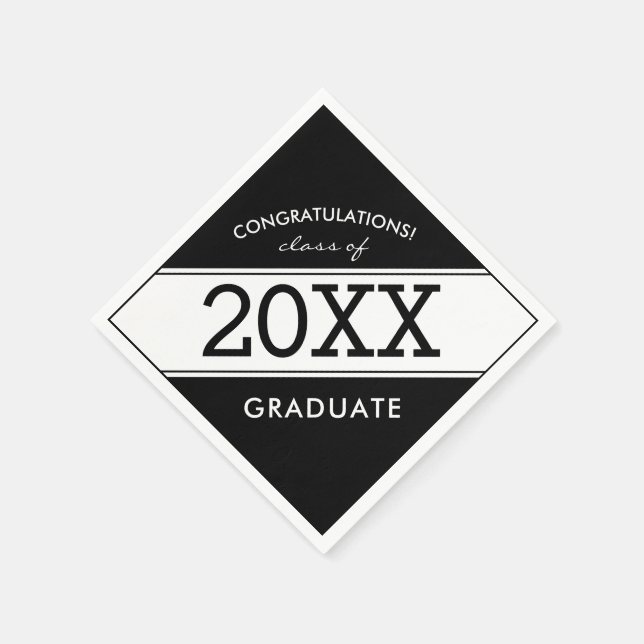 Serviette En Papier Serviettes Gras Black and White Graduation Party (Coin)