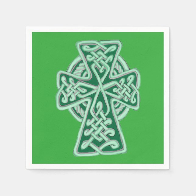 Serviette En Papier Serviettes Green Celtic Cross (Devant)