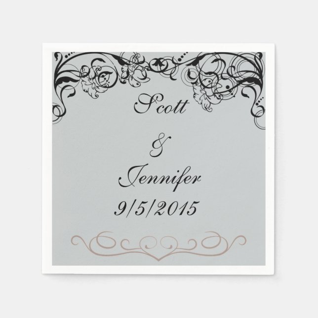 Serviette En Papier Serviettes grises et noires (Devant)