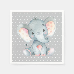 Serviette En Papier Serviettes grises pour Baby Shower Éléphant