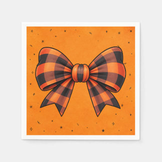 Serviette En Papier Serviettes Halloween à carreaux orange et noir ave