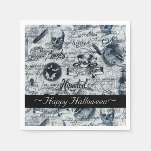 Serviette En Papier Serviettes Halloween blanches et noires