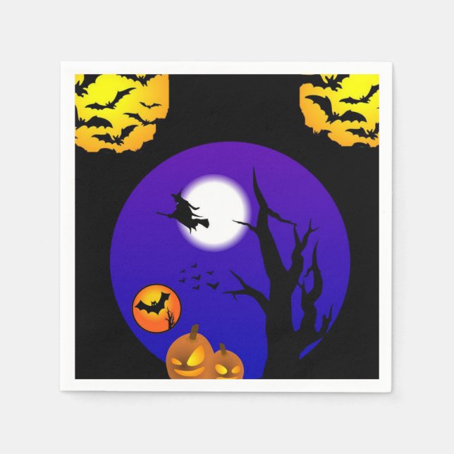 Serviette En Papier Serviettes Halloween en papier, chauves-souris (Devant)