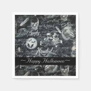 Serviette En Papier Serviettes Halloween fantômes noir et blanc