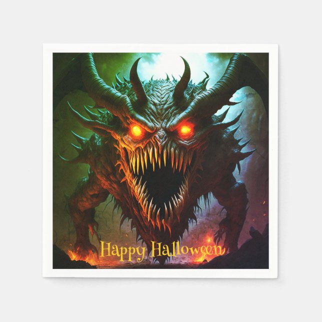 Serviette En Papier Serviettes Halloween Géant Monstre (Devant)