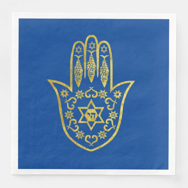 Serviette En Papier Serviettes Hamsa Gold Outline (Devant)