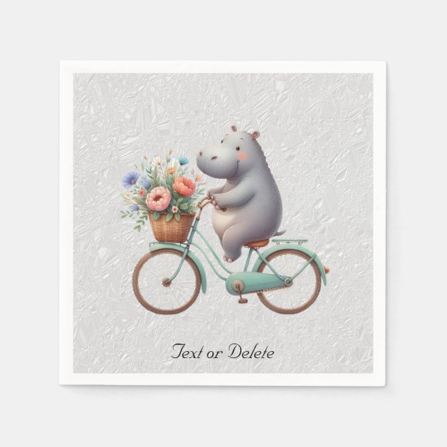 Serviette En Papier Serviettes Hippo à vélo florales (Devant)