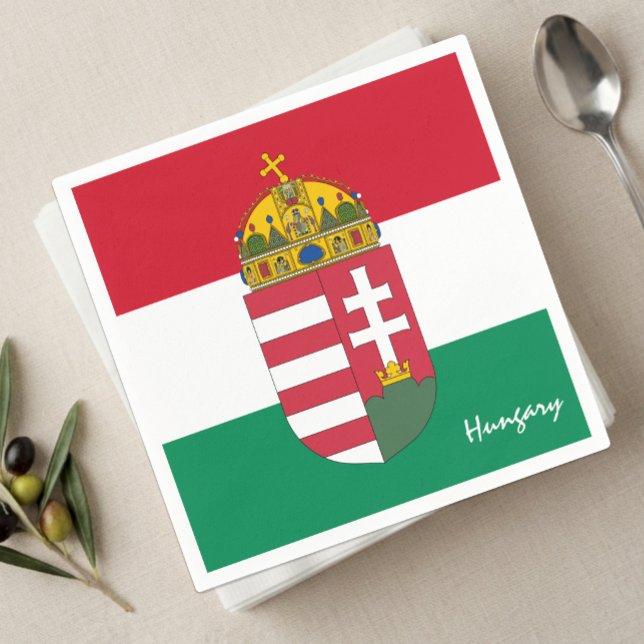Serviette En Papier Serviettes Hongrie, drapeau hongrois fête /support (Hungarian Flag Napkins / emblem)