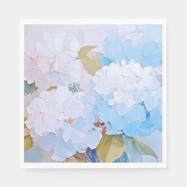 Serviette En Papier Serviettes Hydrangées Bleues, Fleurs de Jardin, Fê (Devant)