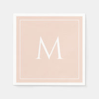Serviettes initiales en monogramme rose pâle