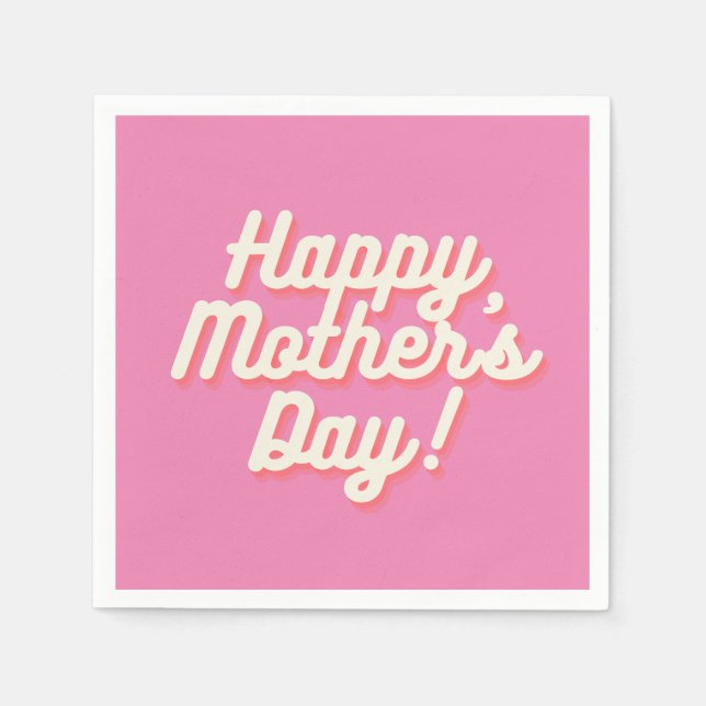 Serviette En Papier Serviettes Joyeuse Fête des Mères Rose  (Devant)
