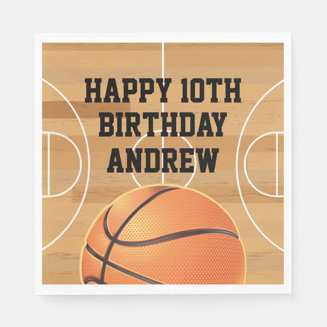 Serviette En Papier Serviettes Joyeux Anniversaire Basket-Ball Sports (Devant)