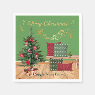 Serviette En Papier Serviettes Joyeux Noël Banc Cozy