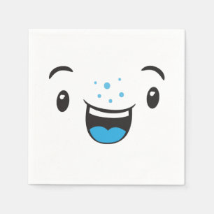 Serviette En Papier Serviettes Kawaii face bleu souriant