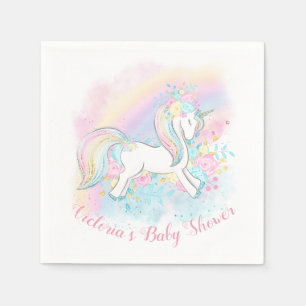 Serviette En Papier Serviettes Licorne Pastel Arc-en-ciel Baby Shower