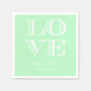 Serviette En Papier Serviettes LOVE Menthe Blanche