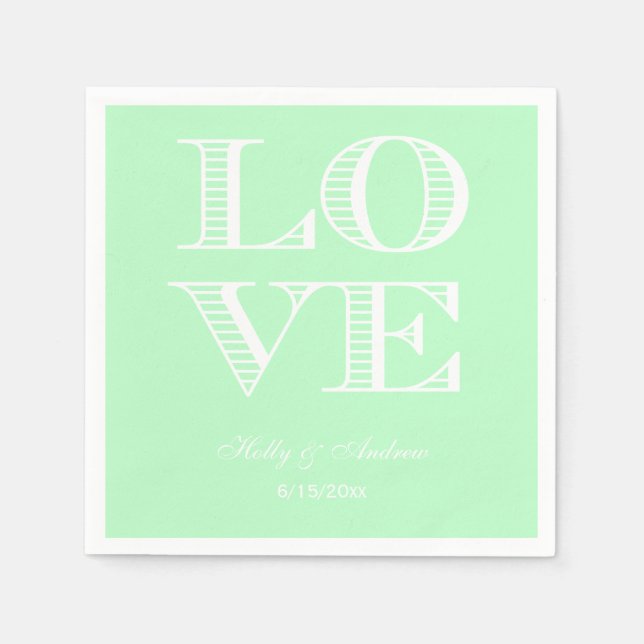 Serviette En Papier Serviettes LOVE Menthe Blanche (Devant)