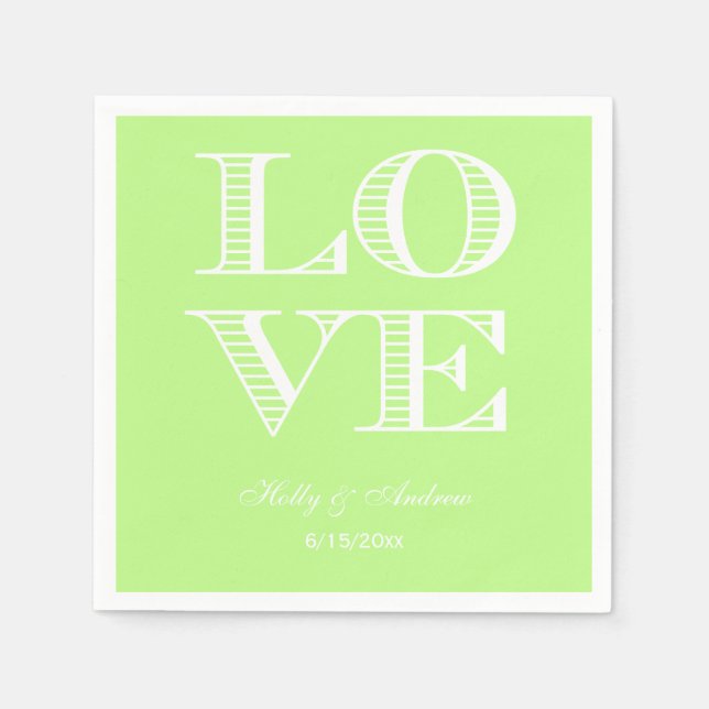 Serviette En Papier Serviettes LOVE Vert Pistache, Blanc (Devant)