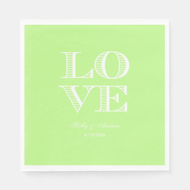 Serviette En Papier Serviettes LOVE Vert Pistache, Blanc (Devant)
