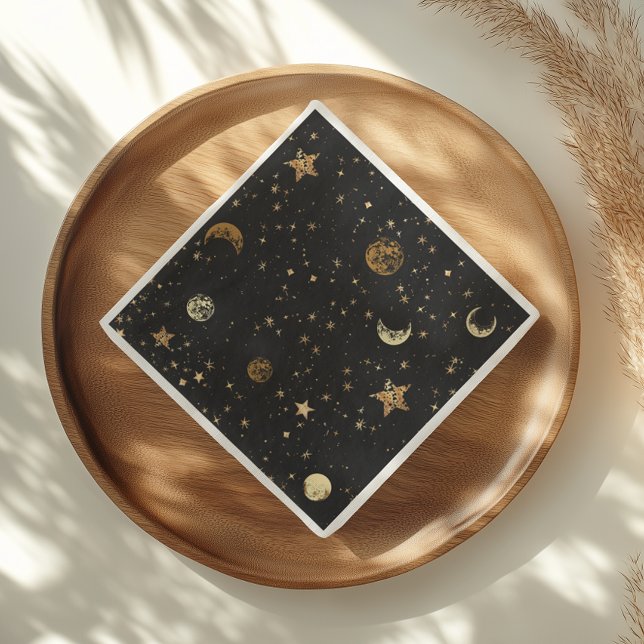 Serviette En Papier Serviettes Lune Dorée Nuit Étoilée (Créateur téléchargé)