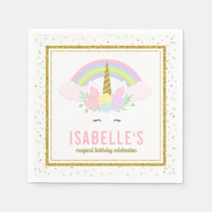 Serviette En Papier Serviettes magiques d'arc-en-ciel et de licorne