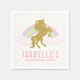 Serviette En Papier Serviettes magiques d'arc-en-ciel et de licorne