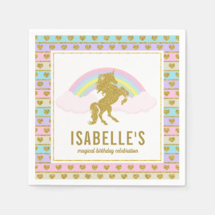 Serviette En Papier Serviettes magiques d'arc-en-ciel et de licorne