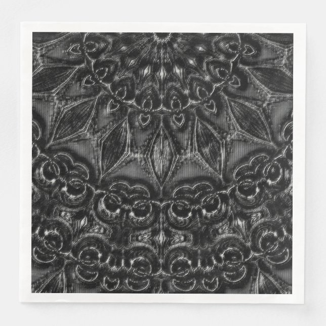 Serviette En Papier Serviettes Mandala au charbon (Devant)