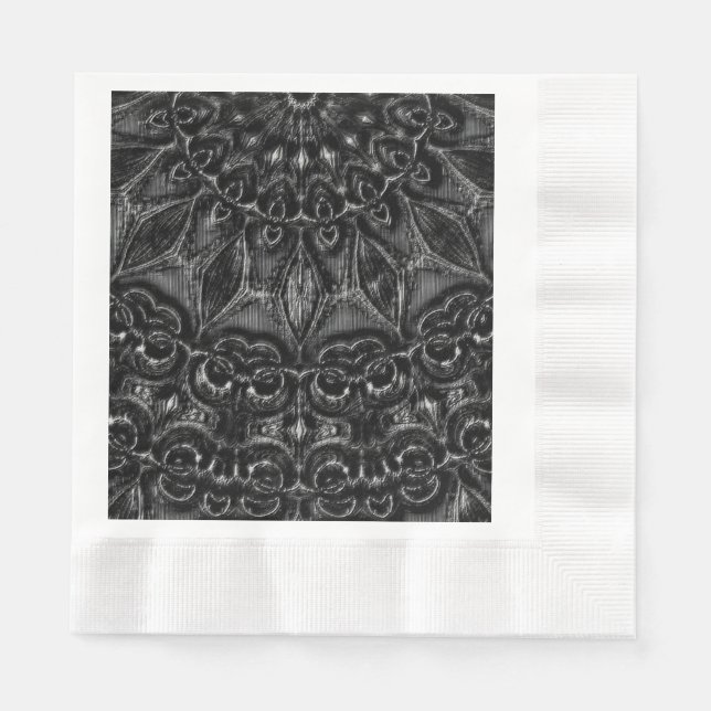 Serviette En Papier Serviettes Mandala au charbon (Devant)