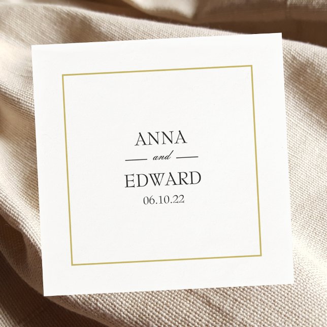 Serviette En Papier Serviettes Mariage Black Gold Block Bride et Groom (Créateur téléchargé)