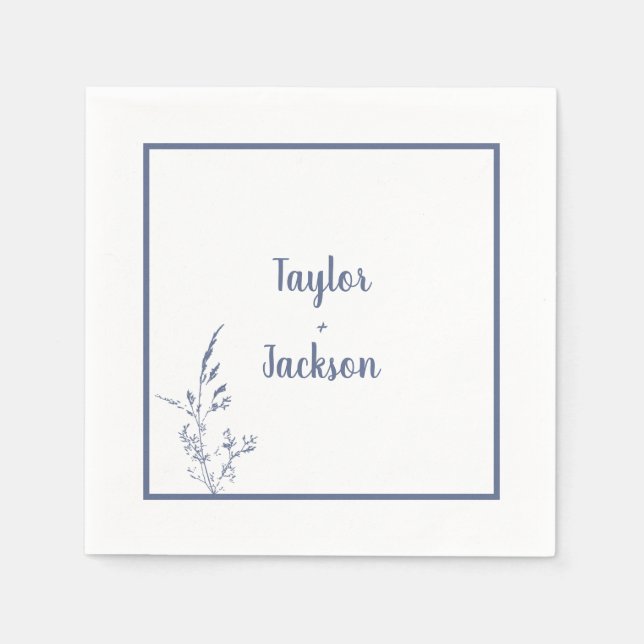 Serviette En Papier Serviettes Mariage bleu minimal (Devant)