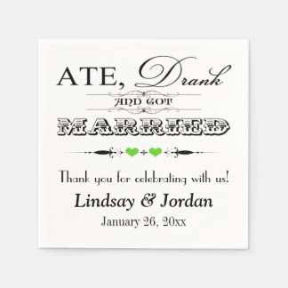 Serviette En Papier Serviettes Mariage Coeurs et manuscrits de citron