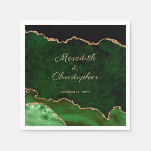 Serviette En Papier Serviettes Mariage d'Agate Vert Or