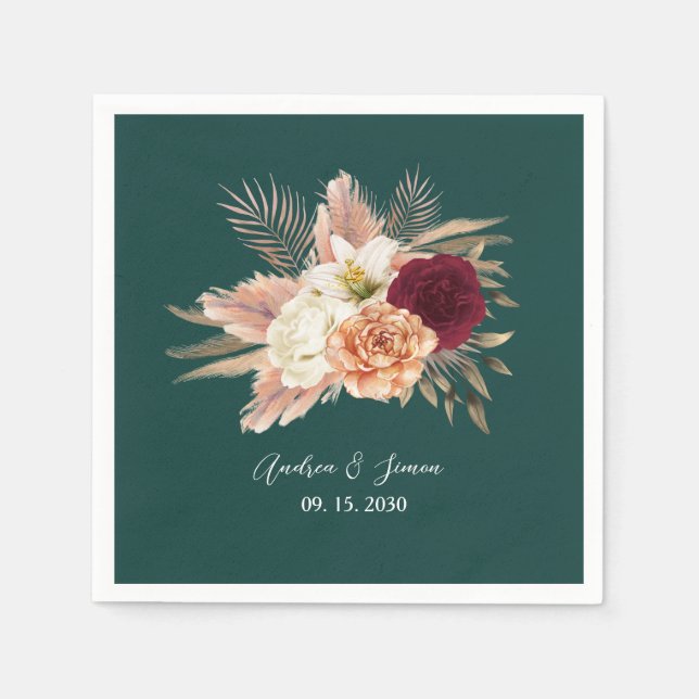 Serviette En Papier Serviettes Mariage Emerald Floral (Devant)