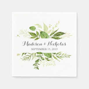 Serviette En Papier Serviettes Mariage Feuille Verte, Verdure Rustique