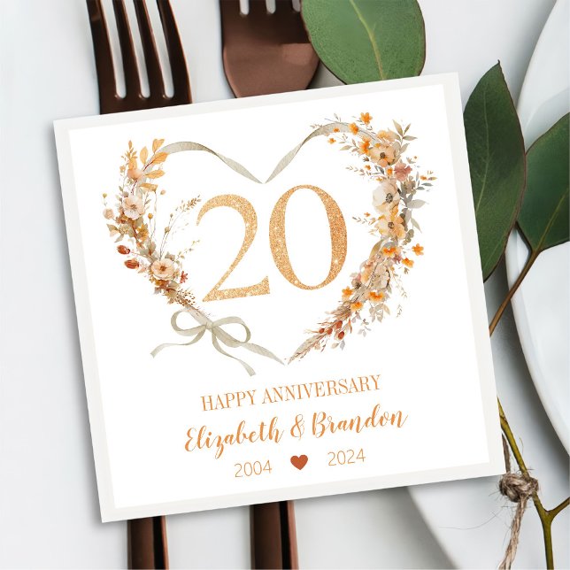 Serviette En Papier Serviettes Mariage moderne Joyeux 20e anniversaire (Créateur téléchargé)