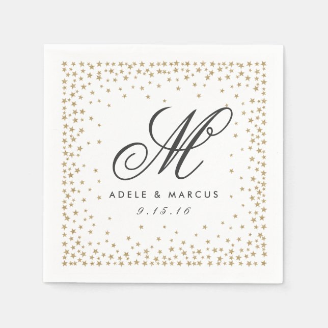 Serviette En Papier Serviettes Mariage Monogramme étoiles fantaisie (Devant)