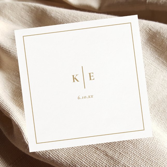 Serviette En Papier Serviettes Mariage Monogramme Or Classique (Créateur téléchargé)